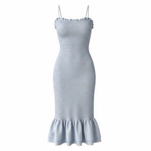 Elegant Light Blue Midi Dress